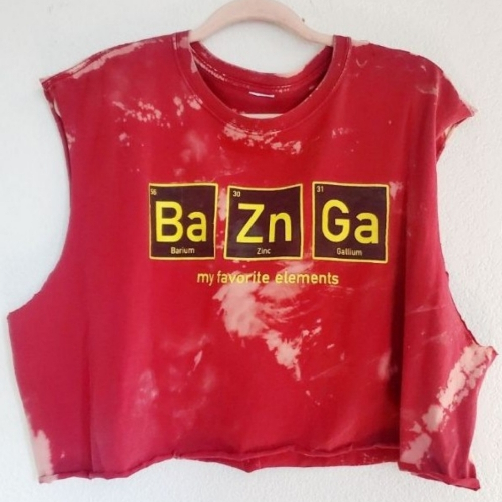 Upcycled Bazinga! Custom One of a Kind Tank Top Distressed Bleached Crop…